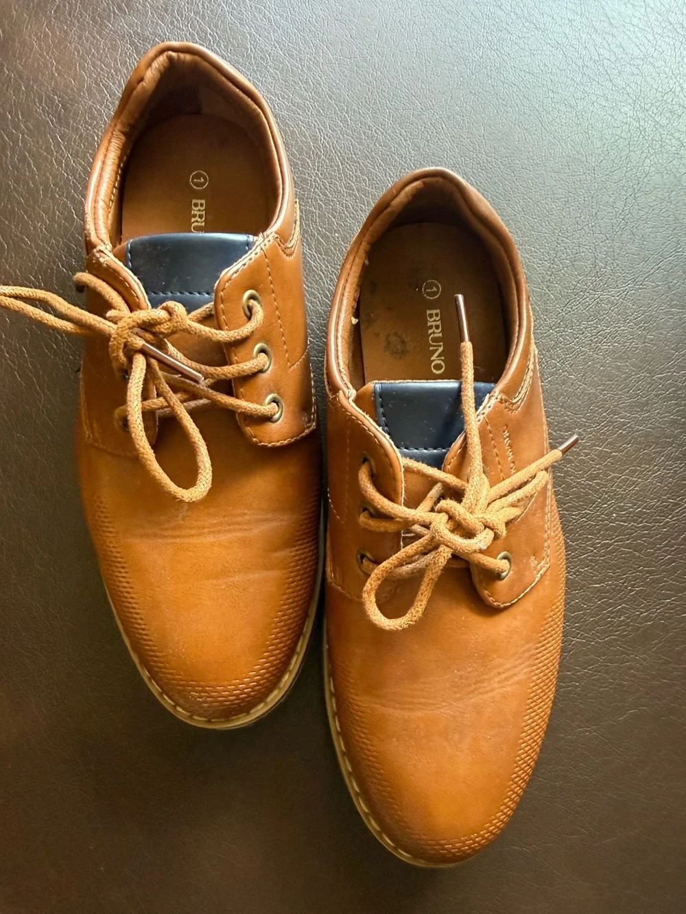 Bruno Marc Boy's Brown Dress Casual Formal Shoes Great condition Size 1 Y